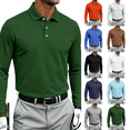 thumbnail image 1 of Long Sleeve Polo Shirts Mens Classic Soft Casual Collared Golf Shirt Dark Green XL, 1 of 9