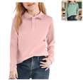 thumbnail image 1 of Long Sleeve Polo Shirts for Girl Button Collared School Uniform T Shirts Back To School Stylish Quick Dry Classic Fit Casual Top Pink 8-9 Years, 1 of 4