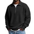 thumbnail image 1 of Long Sleeve Polo Shirts for Men Big and Tall Quarter Zip Collared Waffle Shirt Casual Thermal Workout Golf Clothes Black 2XL, 1 of 4