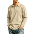 thumbnail image 1 of Long Sleeve Polo Shirts for Men Casual Polo Tshirt Collared Work Pullover Shirt Workwear Office Polo Tee with Pocket with Pocket, 1 of 5