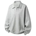 thumbnail image 1 of Long Sleeve Polo Shirts for Men Knit Polo Sweater Pullover Sweater Men's Tops (Grey XXXXXL), 1 of 3