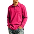 thumbnail image 1 of Long Sleeve Polo Shirts for Men Lightweight Polo Tshirt Collared Travel Shirt Workwear Office Polo Tee with Pocket with Pocket, 1 of 5