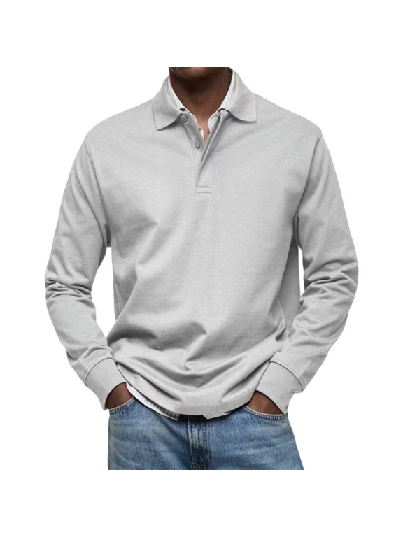 Long Sleeve Polo Shirts for Men Moisture Wicking Golf Shirts Quick Dry Work Hiking Casual Collared Shirt Size 3XL White