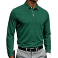 thumbnail image 1 of Long Sleeve Polo Shirts for Men Relaxed Fit Dress Button Golf Shirt With Pocket, S, 1 of 8