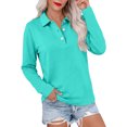 thumbnail image 1 of Long Sleeve Polo Shirts for Women Button Collared Golf Tops Solid Color Breathable Tees, M, 1 of 5