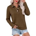thumbnail image 1 of Long Sleeve Polo Shirts for Women Button Collared Golf Tops Solid Color Breathable Tees, S, 1 of 5