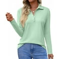 thumbnail image 1 of Long Sleeve Polo Shirts for Women Button Down Collared T Shirt Golf Shirt Business Casual Tee Uniform Tops Mint Green XL, 1 of 4