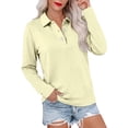 thumbnail image 1 of Long Sleeve Polo Shirts for Women Dressy Button Collared Golf Tops Loose Fit Business Workout Office T Shirts, L, 1 of 5