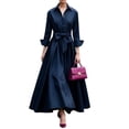 thumbnail image 1 of Long Sleeve Prom Dresses Elegant Satin Evening Dress V Neck Ball Gowns for Women Formal Navy M, 1 of 4