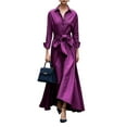 thumbnail image 1 of Long Sleeve Prom Dresses Elegant Satin Evening Dress V Neck Ball Gowns for Women Formal Purple 2XL, 1 of 4