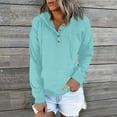 thumbnail image 1 of Long Sleeve Pullover Hoodie for Women - Stylish Button-Down Front, Drawstring Hood, and Soft Fabric Sky Blue, 1 of 6