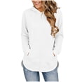 thumbnail image 1 of Long Sleeve Pullover Sweatshirt for Women Solid Drawstring Hoodie Front Kangaroo Pocket Curved High Low Hem Loose Spring Fall Winter Casual Tops, 1 of 6