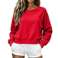 thumbnail image 1 of Long Sleeve Pullover Sweatshirt for Womens Crew Neck Casual Raglan Sleeve Shirt Solid Relaxed Fit Raglan Sleeve Everyday Basic Top Red M, 1 of 4