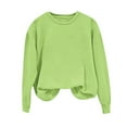 thumbnail image 1 of Long Sleeve Pullover Tops for Women Hoodless Plain Sweatshirts Casual Crewneck Spring Fall Winter Clothes (M, Green), 1 of 5