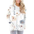 thumbnail image 1 of Long Sleeve Pullover for Women Round Neck Floral Printed Tops 2023 Winter Loose Casual Blouse, 1 of 5