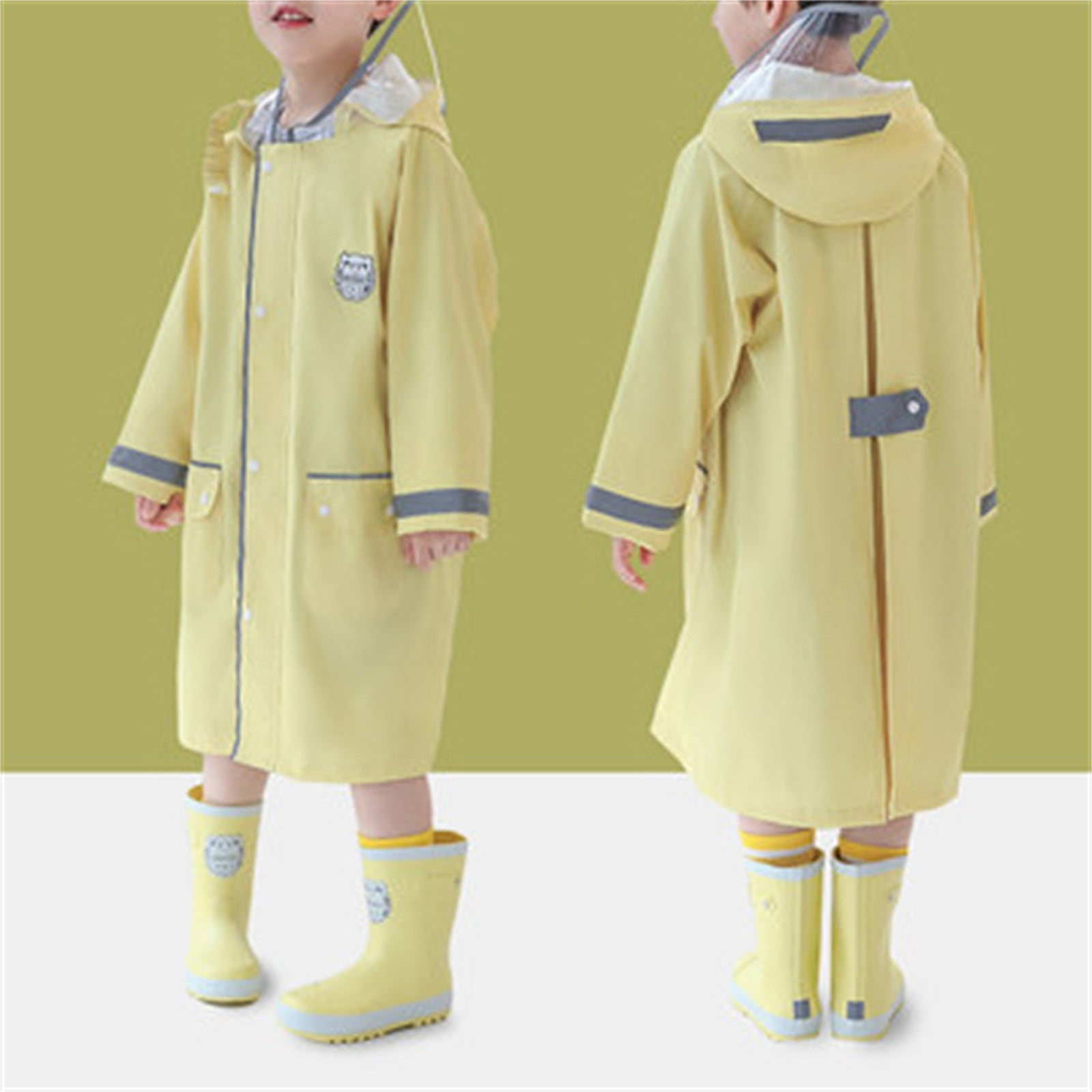 Long Sleeve Rain Jackets for Girls Yellow Toddler Raincoat Boys Poncho