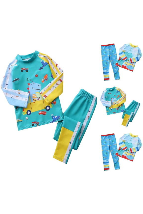 Long Sleeve Rash Guard Swimsuit Thermal Long Pants Two Piece Set UV Protection Surfing Diving Bathing Suit Boys