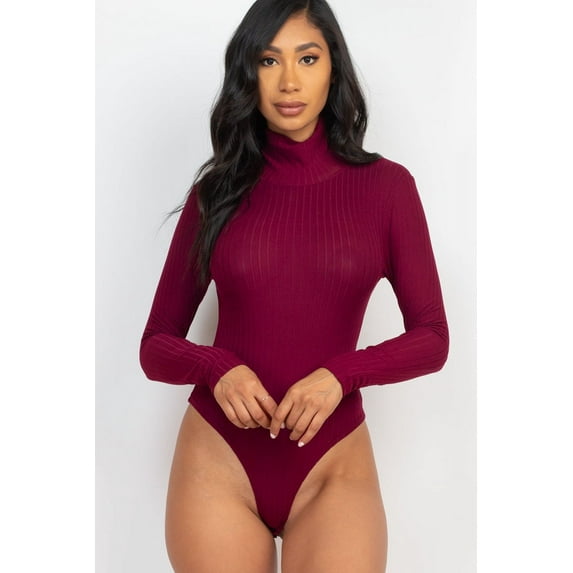 Long Sleeve Ribbed Turtle Neck Bodysuit