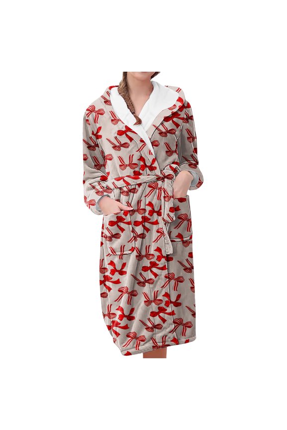 Long Sleeve Robe for Women Fleece Loungewear Oversized Hooded Women's Robes Bath Womens Bathrobe Red