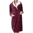 thumbnail image 1 of Long Sleeve Robe for Women Fuzzy Loungewear Oversized Hooded Women's Robes Bath Womens Bathrobe Red, 1 of 5