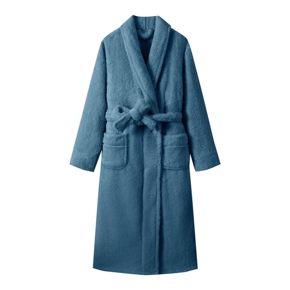 Long Sleeve Robe for Women Fuzzy Loungewear Oversized Warm Women's Robes Bath Womens Bathrobe Dark Blue
