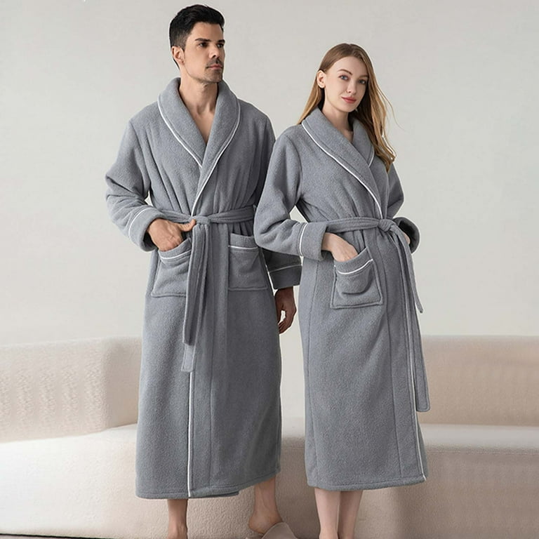 Mens Robe Warm Fluffy Robe D555 Mens Dressing Gown Hooded Fleece