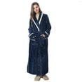 thumbnail image 1 of Long Sleeve Robes for Women Fluffy House Coat Oversized Kimono Women's Sleepwear Spa Womens Bathrobe Navy, 1 of 9