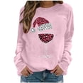 thumbnail image 1 of Long Sleeve Round Neck Christmas T-Shirt for Women Red Wine Glasses Cute Graphic Casual Xmas Party Pullover Tops, 1 of 4