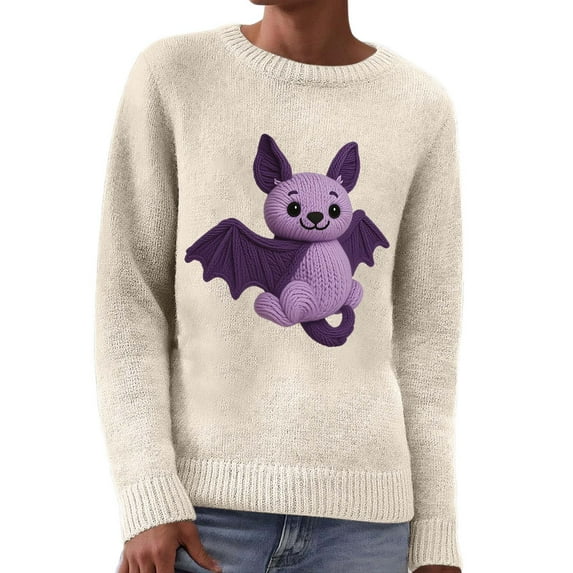 Long Sleeve Round Neck Printed Pullover Sweater Soft Casual Knit Top For Everyday Comfort merry christmas ya filthy animal sweater