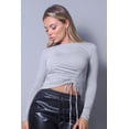 thumbnail image 1 of Long Sleeve Round Neck Side Ruched Blouse, 1 of 5