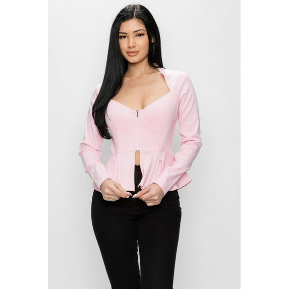 Long Sleeve Ruffle Zip-up Jacket