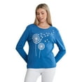 thumbnail image 1 of Long Sleeve Scoop Neck Shirt for Women in Dandelion Print, Soft Combed Cotton Comfort, 1 of 5