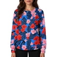 thumbnail image 1 of Long Sleeve Scrub Tops Women Snap Front Plus Size Scrub Jackets for Women Trendy Hawaiian Tropic Scrub Jackets Soft Breathable Scrub Coats for Women Dark Blue 2XL, 1 of 5