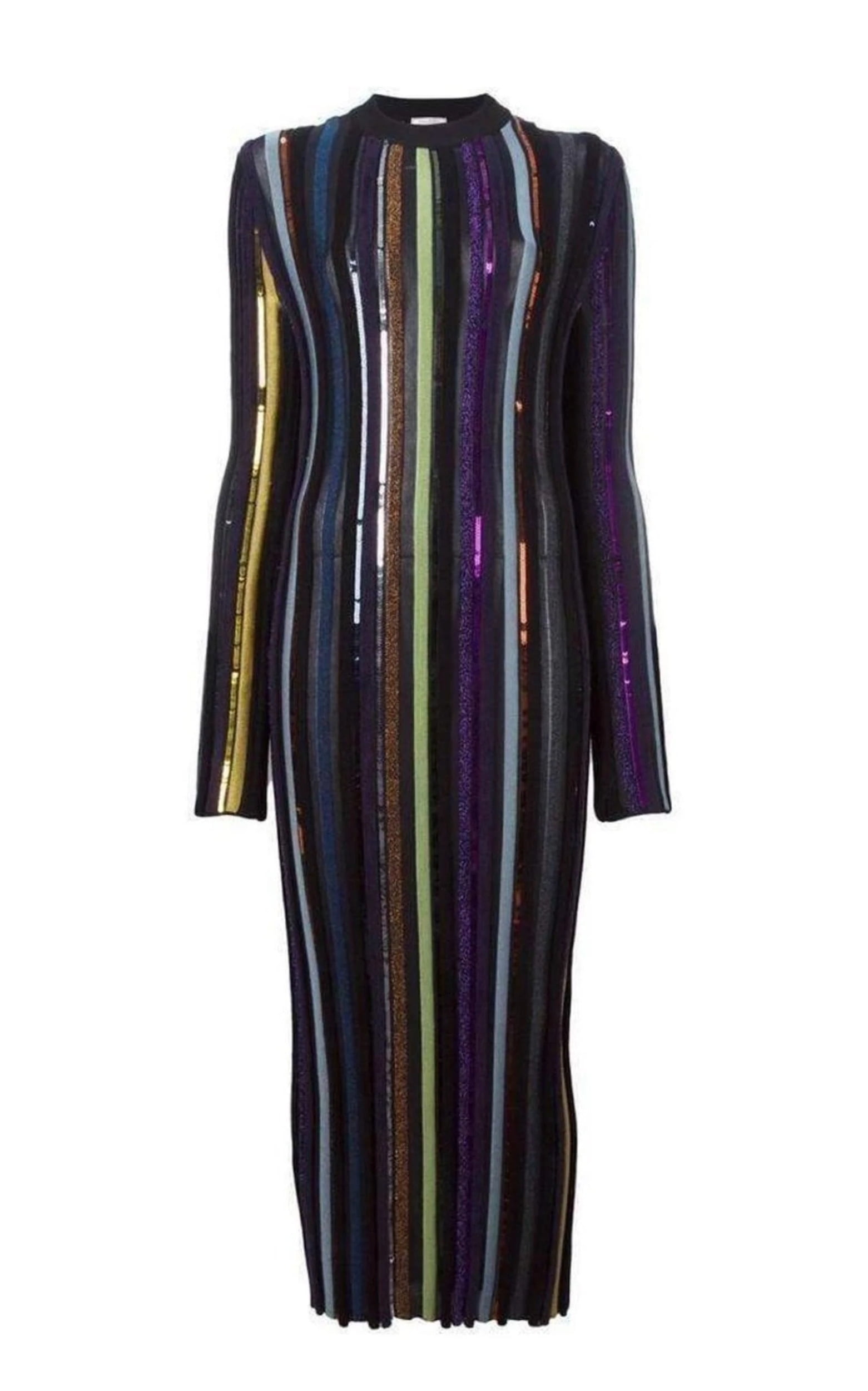 パーティードレス Long Sleeve Sequin Embellished Knit Bayadere Dress Long Sleeve Sequin Embellished Knit Bayadere Dress - Walmart.com