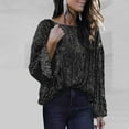 thumbnail image 1 of Long Sleeve Sequin Shirts for Women Sparkling Beaded Shirt Loose Fit Glitter Crew Neck Tunic Top, 1 of 6