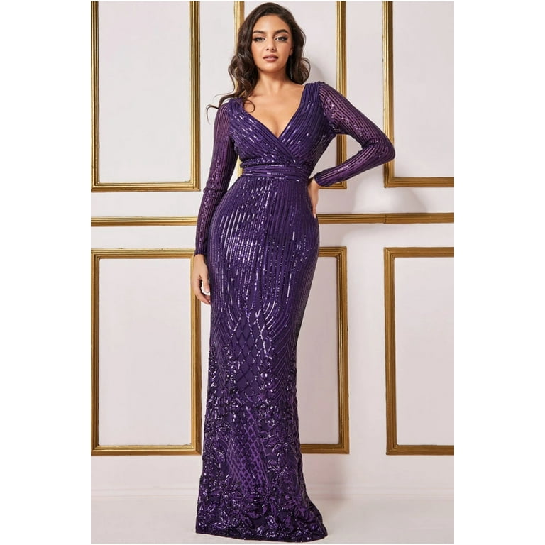 Long sleeve sequin maxi dress best sale
