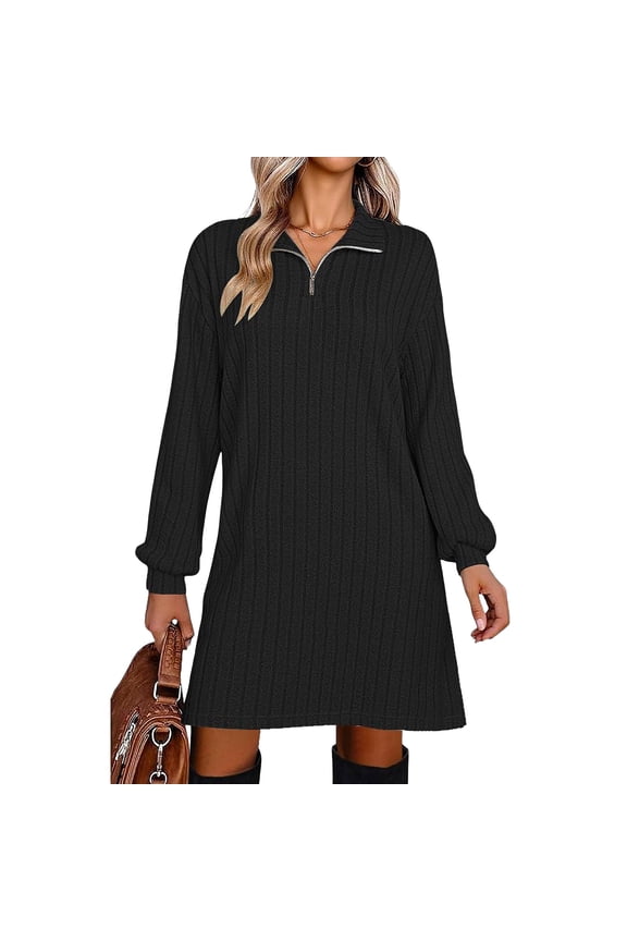 Long Sleeve Shift Dress, Straight Cut Relaxed Fit for Everyday Comfort, Versatile Staple for Work, Running Errands and Casual Fridays Black M