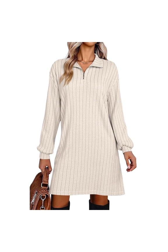 Long Sleeve Shift Dress, Straight Cut Relaxed Fit for Everyday Comfort, Versatile Staple for Work, Running Errands and Casual Fridays Khaki S