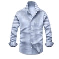 thumbnail image 1 of Long Sleeve Shirt Stylish Digital Print Striped Pattern Business Wear Comfortable Button Down Shirt For Daily Outfits Creative 2D-Printed Men's Shirt Daily Business Attire for Men Light Blue XXL, 1 of 4