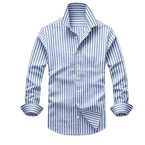 Long Sleeve Shirt Stylish Digital Print Striped Pattern Business Wear Comfortable Button Down Shirt For Daily Outfits Creative 2D-Printed Men's Shirt Daily Business Attire for Men Light Blue XXL