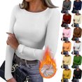 thumbnail image 1 of Long Sleeve Shirt for Women Slim Fit Thermal Fleece Lined Baselayer Shirt Stretch Fitted Underwear Shirt Fall Winter Cold Weather Crew Neck Blouse，White XL, 1 of 10