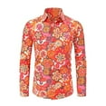 thumbnail image 1 of Long Sleeve Shirt for Men 70s Retro Floral Disco Shirt Mens Button Up Shirts (Red S), 1 of 5