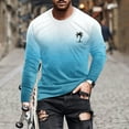 thumbnail image 1 of Long Sleeve Shirt for Men Fall Workout Muscle Gym T Shirts Crew Neck Gradient Tee Tops Casual Ombre Color Loose Pullover Graphic Tee Shirts, 1 of 4