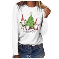 thumbnail image 1 of Long Sleeve Shirt for Women Fashion 2025 Christmas Round Neck Gnomes Santa Graphic Vacation Casual Xmas Tees Tops, 1 of 4