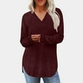thumbnail image 1 of Long Sleeve Shirt for Women V Neck Casual Tunic Tops Loose Side Slit Soft Sweater Fall Clothes Womens Tops, Birthday Gifts for Women, 1 of 8