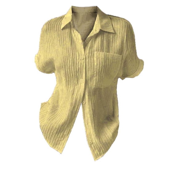Long Sleeve Shirts Casual Tops for WomenSummer Solid Color Loose Plus Size Long Cotton Texture Dress Shirt Top