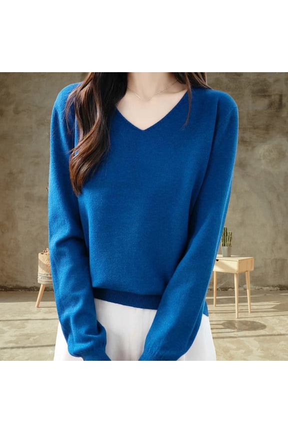 Long Sleeve Shirts Fitted Tops Base Layering Tight Thermal Undershirts Fashion Women's Casual Semi High Neck Solid Color Loose Base Knitted Sweater,Blue,S
