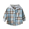 thumbnail image 1 of Long Sleeve Shirts For Boys 7-8 Toddler Boys Long Sleeve Winter Hooded Shirt Tops Coat Outwear For Babys Clothes Plaid Warm Z0F-D, 3-4 Years, 1 of 5