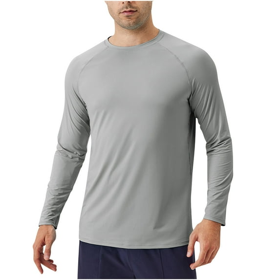 Long Sleeve Shirts For Men Qiggri Men's Summer Solid Color Sunscreen Lightweight Breathable Long Sleeved Shirt