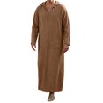 thumbnail image 1 of Long Sleeve Shirts For Men Solid Color Lapel Collar Fashion Hooded Robe Casual Fit Business Shirt, 1 of 4